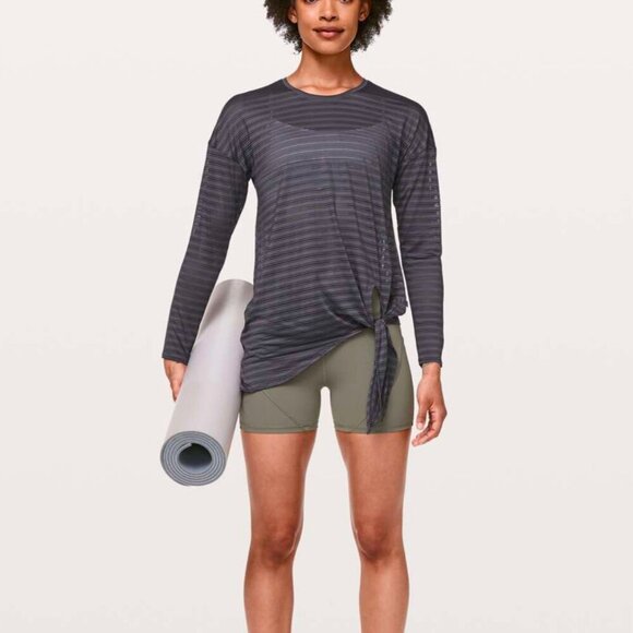 Lululemon Tie Your Practice Long Sleeve *Stripe Moonwalk - Picture 2 of 12